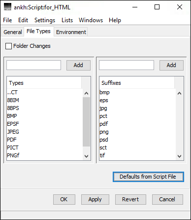 HELIOS Admin “Script” window – <code>File Types</code> tab