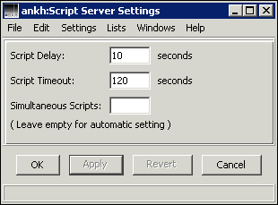 HELIOS Admin “Script Server Settings” window