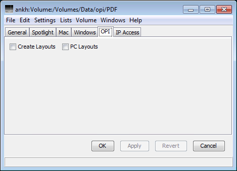 Defining volume-dependent OPI settings