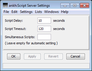 HELIOS Admin “Script Server Settings” window