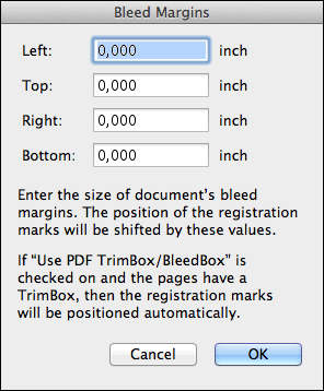 Dialog „Bleed Margins“