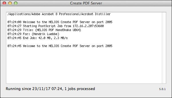 Fenster „Create PDF Server“