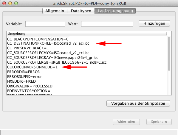 Registerkarte <code>Laufzeitumgebung</code>