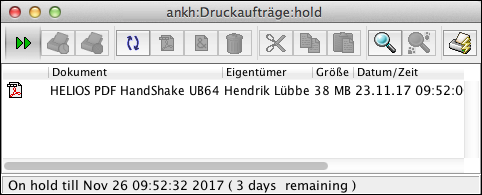 „PDF erzeugen“-Druckauftrag in der „Hold“-Warteschlange