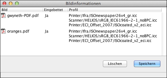 Einträge im „Bildinformationsfenster“