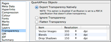 QuarkXPress – PDF export options