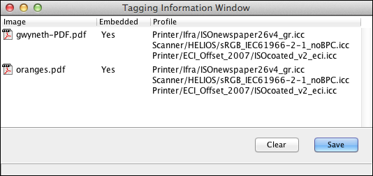 Entries in the „Tagging Information Window“