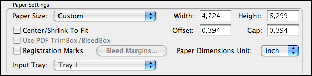 Setting custom paper sizes