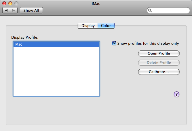 Selecting a monitor proof profile for OS X