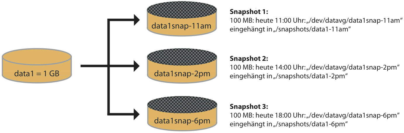 Snapshots vom logischen Volume „data1“