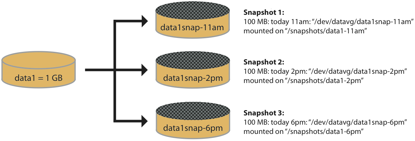 Snapshots of logical volume “data1”