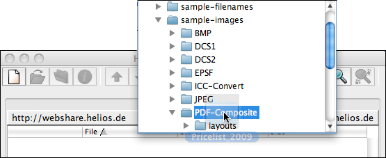
Dragging the folder “Pricelist_2009” to the WebShare server folder
“PDF-Composite”