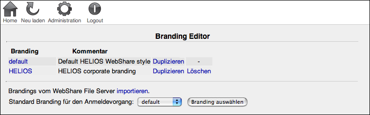 WebShare „Branding Editor“