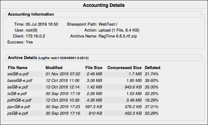 WebShare “Accounting Details” page