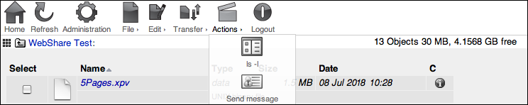 WebShare action scripts with icon