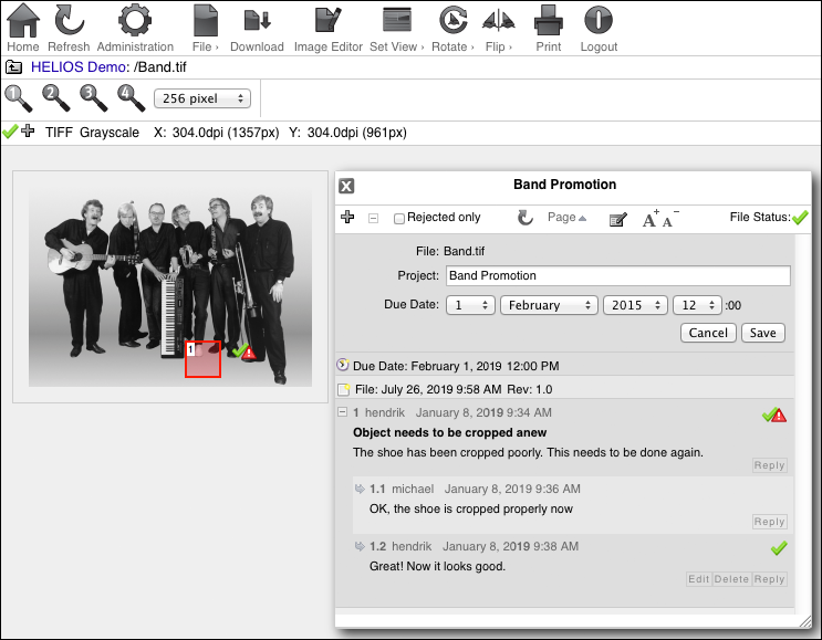 Annotations to an image file
