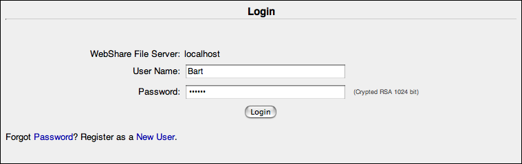 WebShare login window