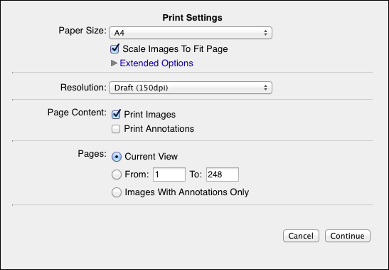 WebShare preview/proof print dialog for multiple-page documents