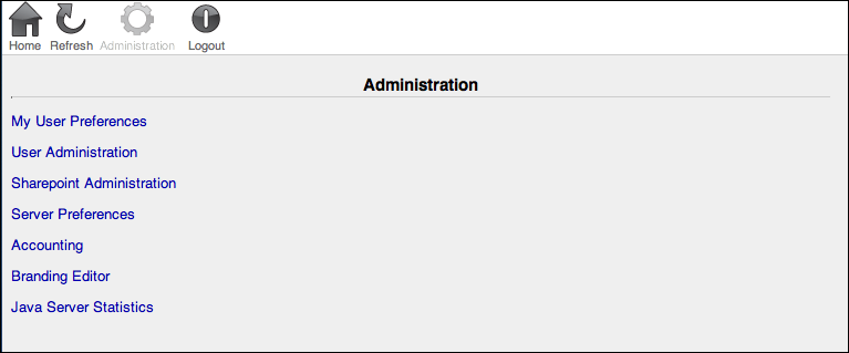 WebShare “Administration” page