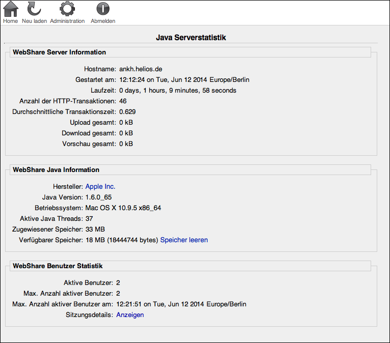 WebShare „Java Server Statistik“