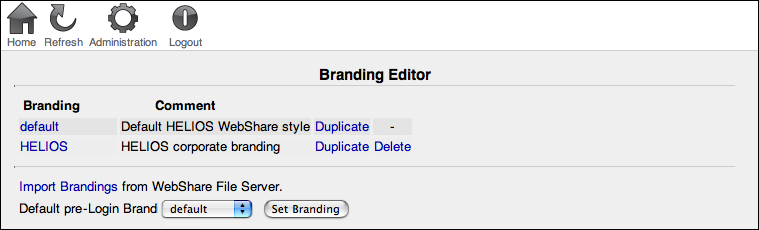 “Branding Editor” page