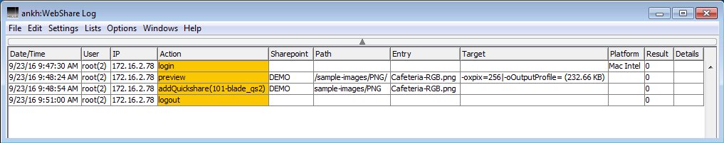 Example of a WebShare log file