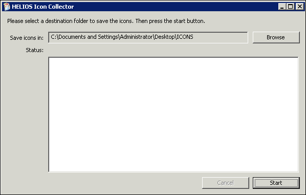 HELIOS Icon Collector – select destination folder